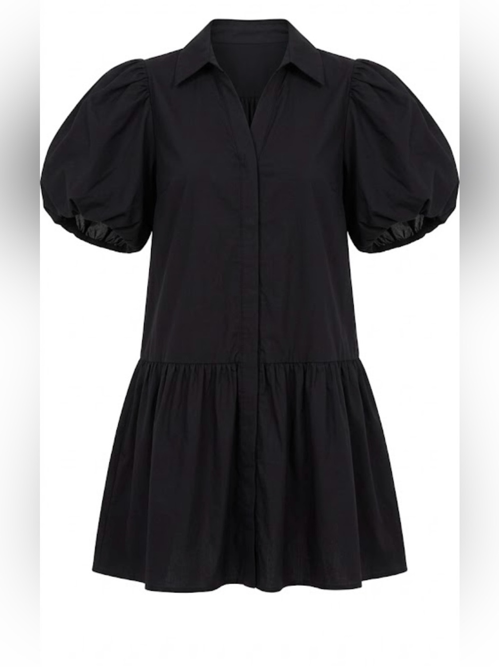 Pinch Black Puff Sleeve Babydoll Mini Dress Large L
